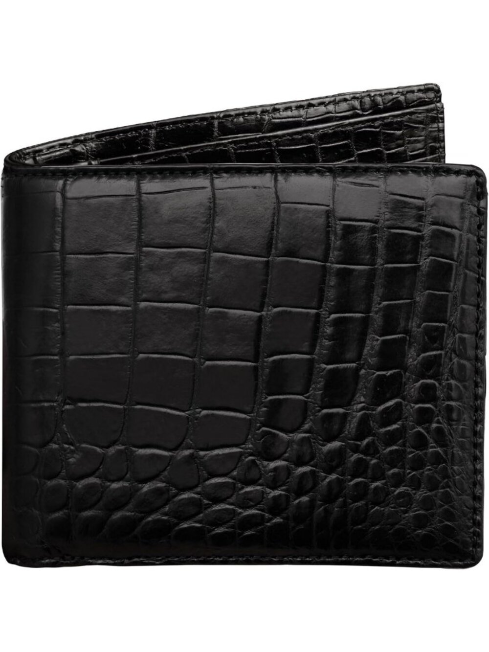 Men's Leather Bifold Wallet - RFID Blocking, Alligator Print, Front Pocket